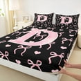 thumbnail image 3 of Feelyou Girly Pink Bow Bed Sheets, Monogrammed D King Sheets, Initial A to Z Letter Sheet Set, Microfiber Bedroom Decorative, 4pcs, 3 of 7