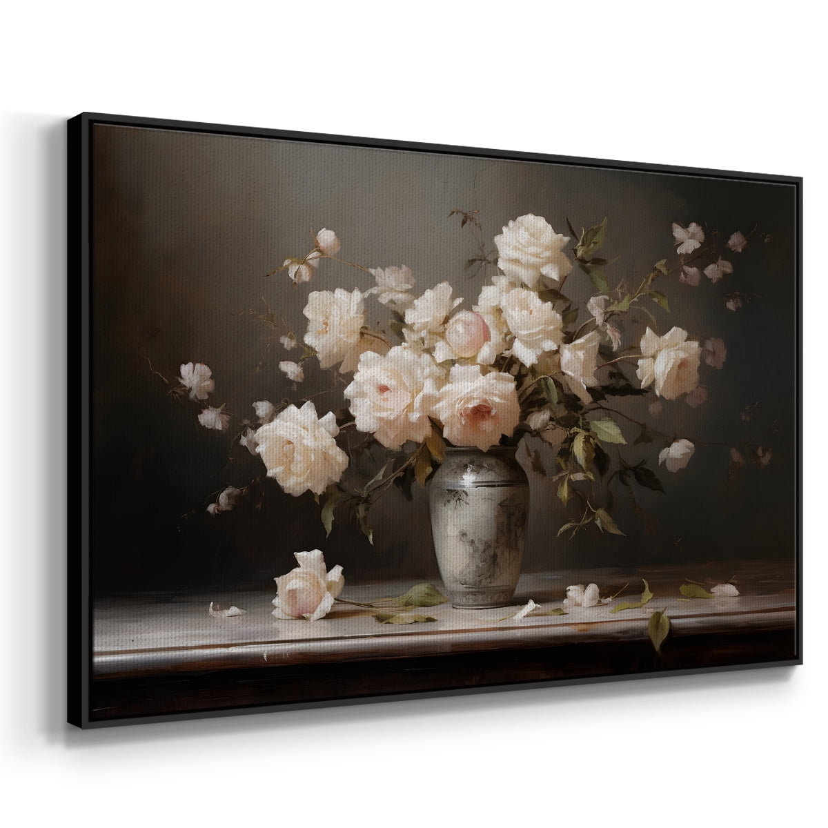 Vintage Botanical Print-LXII By Wexford Home Framed in Black Wood Gallery Wrapped Canvas 17 in. x 25 in.