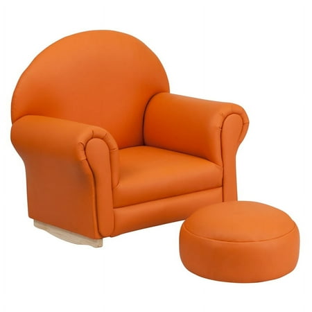 Flash Furniture Kids Orange Vinyl Rocker Chair and Footrest