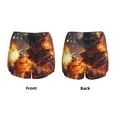 thumbnail image 6 of Uemuo Western Fire Cowboy Pattern Women's Athletic Shorts High Waisted Running Shorts with Liner Pockets Gym Elastic Workout Shorts-, 6 of 9