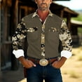 thumbnail image 2 of JUUYY Men Camouflage Western Style Shirt Camo Long Sleeve Shirts Casual Button Down Shirts with 2 Flap Pocket Green S, 2 of 6