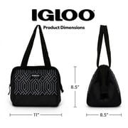 Igloo Leftover Polyester Lunch Tote Cooler, 9 Can Capacity, Black and White, Well Suited to Hot or Cold Meals Away from Home