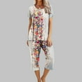 thumbnail image 2 of yievot Lounge Sets for Women Floral Printed Short Sleeve Shirts and Capri Pajamas Sets 2 Piece Sleepwear Loungewear, 2 of 5