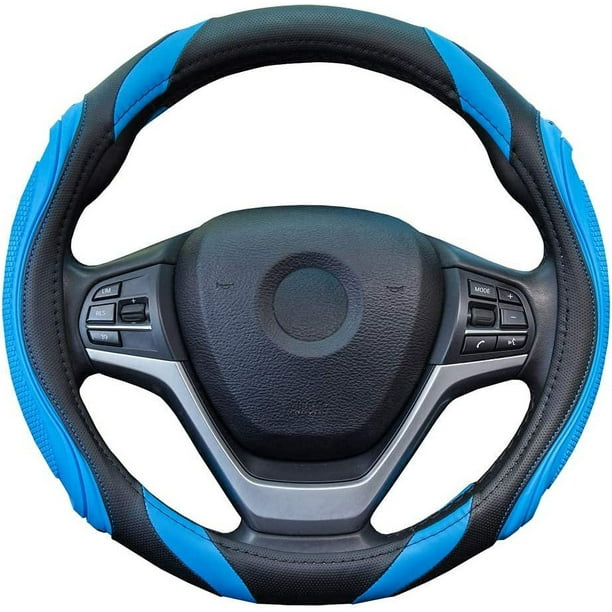 Funda de cuero para volante de coche - Universal (37-38 cm), transpirable y antideslizante