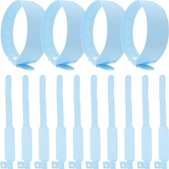 LULULION 100pcs Disposable Wristbands Plastic Wristbands for Events Blue Waterproof for Hospital Settings