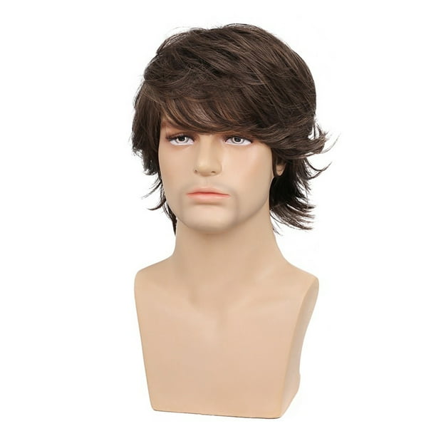 Peluca corta y recta para hombre, peluca corta para hombre con peluca sintética para cosplay para hombre, peluca recta para hombre, artesanía excepcional