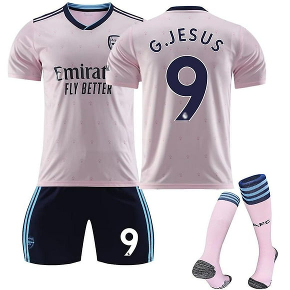 G.jesus 9# Jersey Away 2022-2023 New Season Arsenal Soccer T-shirts Jersey Set For Kids/youths