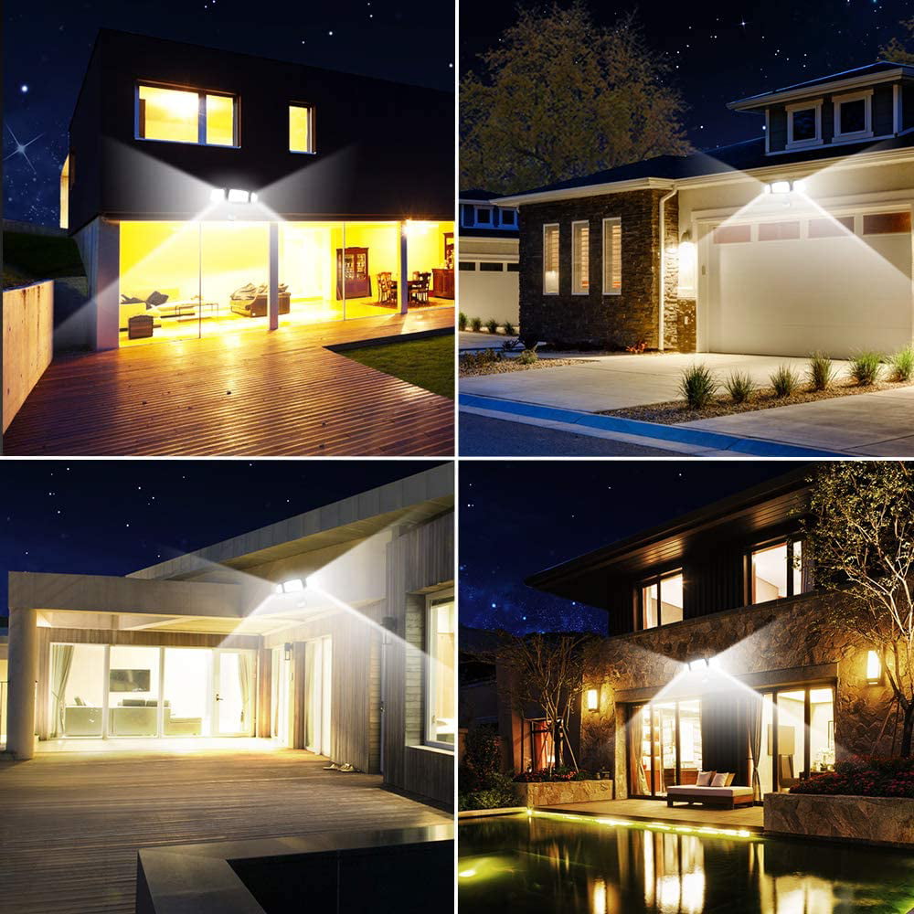 42W 6000K LED Security Lights 4000LM Super Bright IP65 Waterproof 3 Adjustable Heads Motion Activated Flood Light for Entryways Harmonic Motion Sensor Light Outdoor Yard and Garage Stairs 