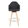 thumbnail image 6 of Ahoy Contemporary Fixed-Height Counter Stool With Natural Bamboo Legs And Round Chrome Metal Footrest With Charcoal, 6 of 7