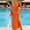 Orange, variant on Beach Cover Ups for Women Summer 2026 Trendy Metal Bow Decoration Casual Solid Color Tie-Back Crochet Knit V Neck Side Slit Swimsuit Cover Up Black Free Size