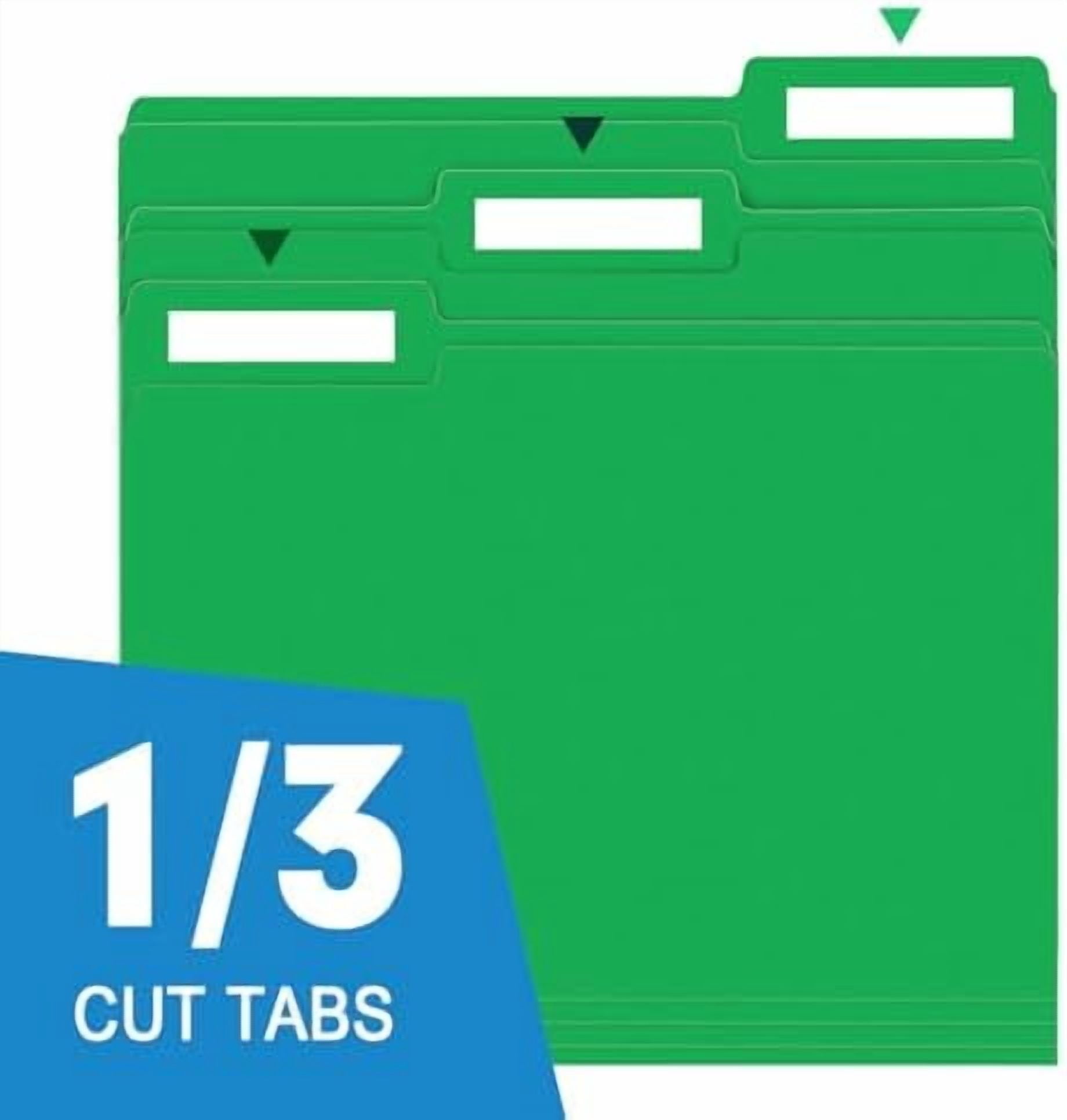 File Folder,  150 Pack 1/3 Cut Tab File Folders Letter Size, Creen, Colored Folders with Tab Great for Organizing and Easy File Storage