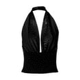 thumbnail image 5 of Womens Deep V Neck Tank Tops Rhinestone Backless Bustier Sleeveless Vest Blouses Summer Slim Fit Sexy Tee Shirts, 5 of 8