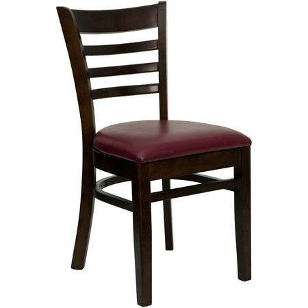 

Flash Furniture HERCULES Series Ladder Back Walnut Wood Restaurant Chair - Burgundy Vinyl Seat