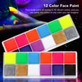 thumbnail image 3 of Face Body Paint, Fluorescent 12 Color Waterproof Professional Face Painting Palette Vibrant Colors  for Party for Festival Makeup, 3 of 7
