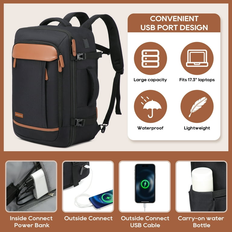 2 piece travel backpack Joyway 2-Piece Travel Backpack Set Airline-Approved Waterproof Carry-On  Luggage with USB Charging Port Comfortable Straps & Matching Toiletry Bag