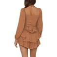 thumbnail image 2 of LYANER Women's Jumpsuit Lantern Long Sleeve Ruffle Layer Tie Mini Short Romper, 2 of 6