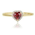 thumbnail image 2 of AVORA 10K Yellow Gold January Birthstone-Genuine Garnet with Simulated Diamond CZ Heart Halo Fashion Ring  - Size 6.5, 2 of 6
