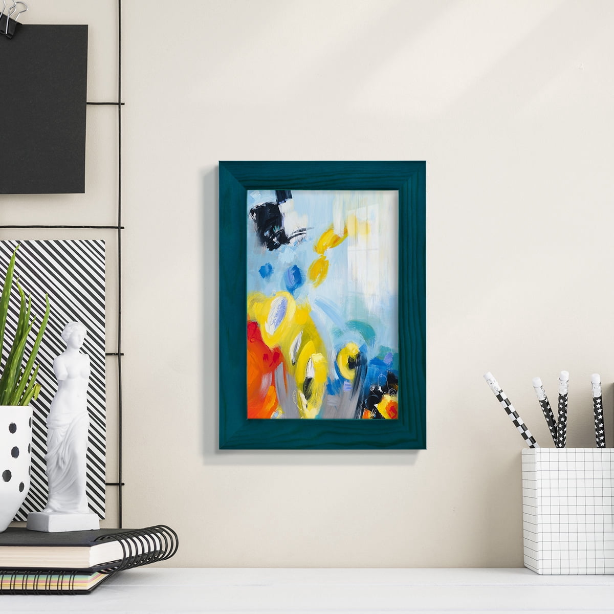 In the Loop III -Framed Print w/glass-Ocean Blue