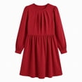 thumbnail image 5 of YTCAMLO Plus Size Fall Dresses for Women Casual Ruched Crew Neck Midi Dress Puff Long Sleeve A Line Dress High Waist Casual Dress, 5 of 9