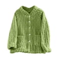 thumbnail image 2 of APEXFWDT Women's Flannel Bed Jacket Loungewear Coat Fleece Warm Winter Button-Down Sleep Jacket with Pockets,XL,Green, 2 of 6