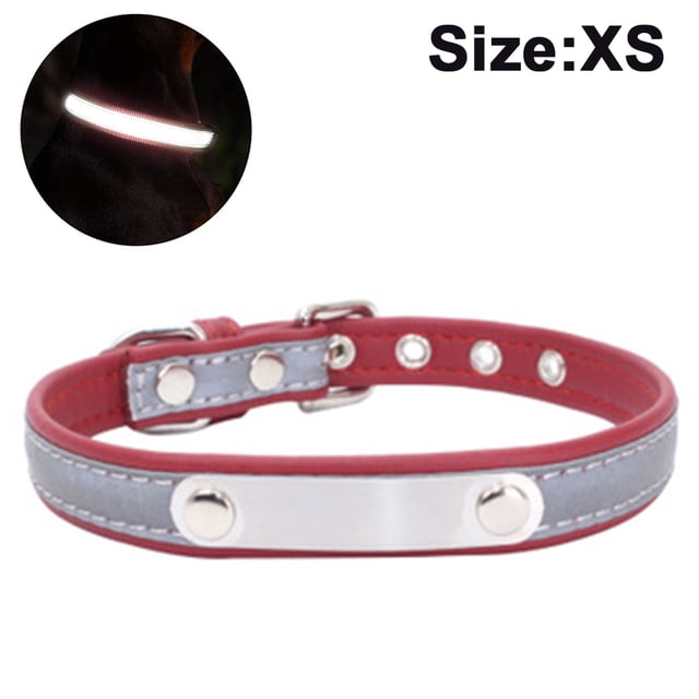 Dog Collar with Engraved Name Tag, Customizable, Soft Leather, Dog Collar with Individual Identification Tag, for Small, Medium and Large Dogs