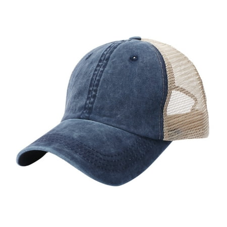 Charmgo Baseball Cap Clearance Unisex Outdoor Cotton High Quality Embroidered Mesh Baseball Caps Adjustable Golf Hat Trucker Hat for Women Navy One Size