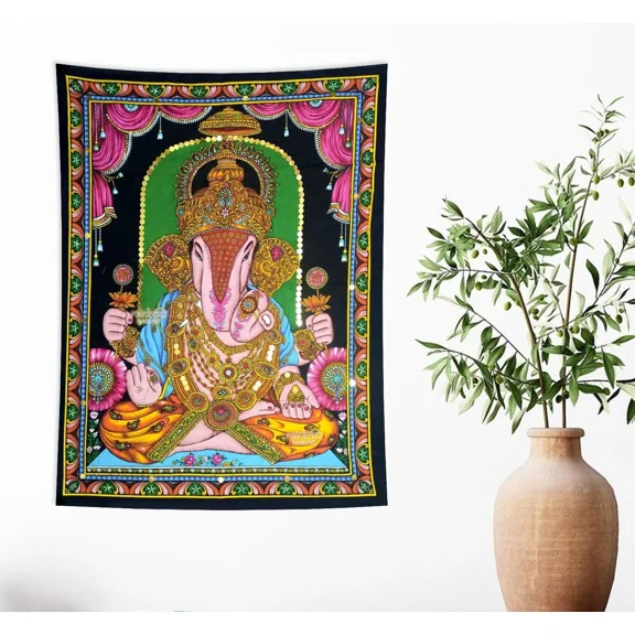 Lord Ganesha Wall Hanging Hindu God Tapestry, Indian Spiritual Home Decoration, Boho Rooms Art