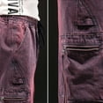 thumbnail image 2 of Ruiatoo Men's Denim Work Cargo Pants Outdoor Loose Hip Hop Big & Tall Jeans with Cargo Pockets Purple(5112,Size M), 2 of 5