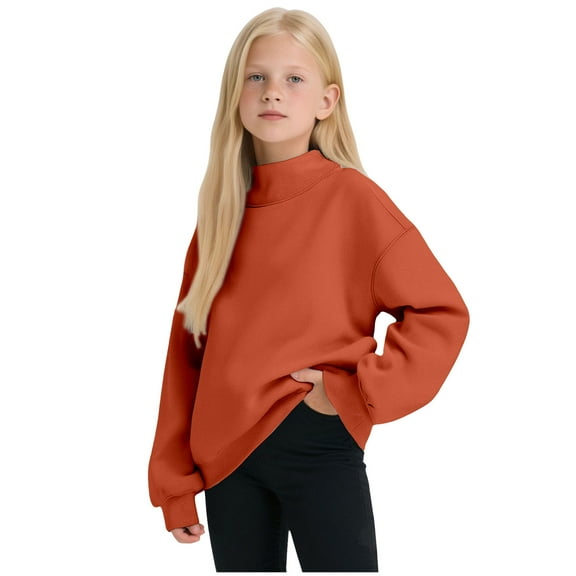 Cute Sweatshirts Pullovers Girls Mock Neck Sweatshirt Fall Fashion Oversized Cozy Sweaters Winter Trendy Turtleneck Long Sleeve Fleece Pullover