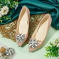 thumbnail image 4 of 4 PCS Crystal Shoes Clip Platinum Alloy Shoe Clips Crystal Rhinestone Shoe Buckles Flower Detachable Shoe Clips Shoe Buckle Clips Removable Shoe Buckle for Wedding High Heel Shoe Charms, 4 of 7