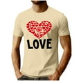 thumbnail image 2 of PNTUTB Men's Stylish Valentine's Day Heart Print Crew Neck Short Sleeve Comfort Casual Loose Sports T Shirt, 2 of 6