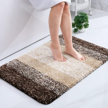 Buganda Microfiber Bathroom Rugs, 24"x36" Brown Luxury Extra Soft and Absorbent Bath Mat, Non-Slip Plush Bath Carpet
