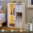 thumbnail image 6 of Pinmoco 5-Cube Reversible Open LED Kids Toy Storage Organizer with Three Fabric Drawers for Playroom Storage, White, 6 of 10