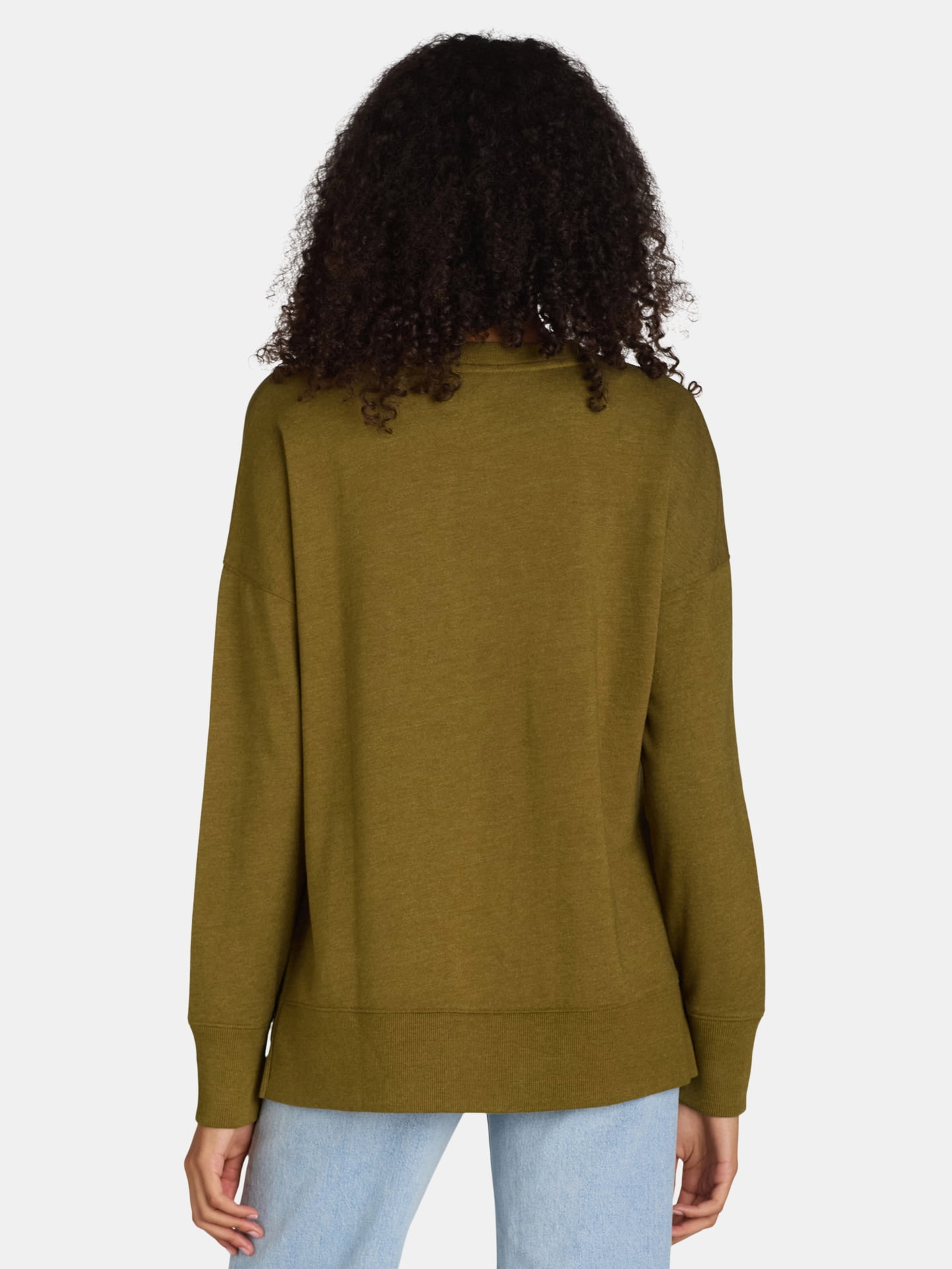 Time and Tru Women's Tunic Sweatshirt with High-Low Hem, Sizes XS -4X