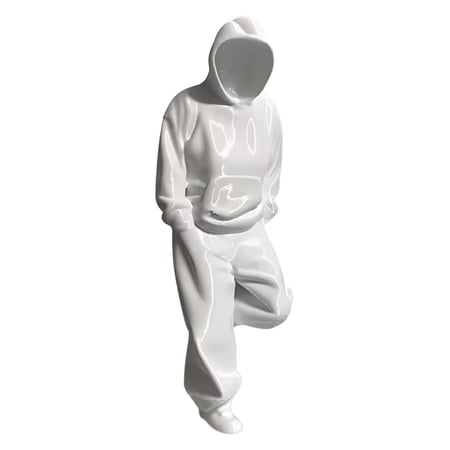 Abstract Hooded Man Figurine - Faceless Resin Statue for Modern Home Office Decor - Lightweight Contemplative Art Sculpture for Desks Shelves and Gaming Setups