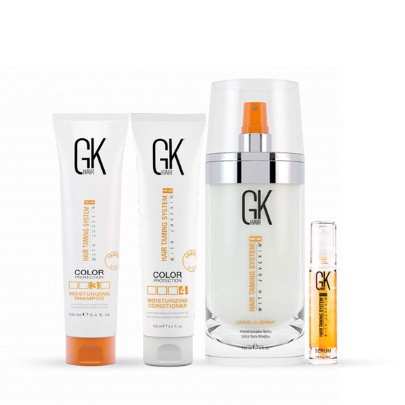 Global Keratin GK Hair Moisturizing Shampoo and Conditioner Set 100ml I Leave in Conditioner Spray (120ml/4 fl. oz) I Organic Argan Oil Hair Serum 10ml