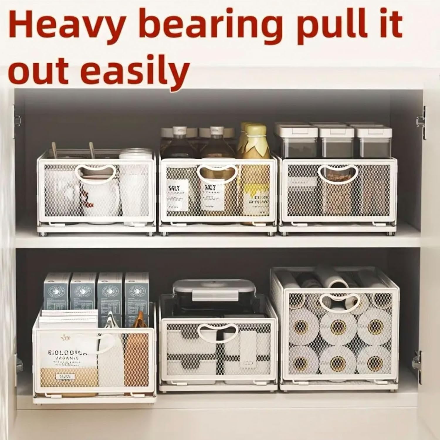 Pull out Cabinet Organizer with Sliding Drawer, 1 Pack Under Sink Organizers and Storage Rack, Adhesive Nano Film Heavy Duty Slide out Pantry Shelves for Kitchen,Sink, 9.6"W x15.7"D x 8.4"H