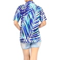 thumbnail image 3 of LA LEELA Button Down Shirt for Women Casual Summer Beach Party Blouse Shirt Hawaii Blouses Short Sleeve Vacation Dress Button up Hawaiian Shirts for Women S Cross Stripes, Blue, 3 of 4
