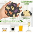 thumbnail image 2 of Yayeee 6 PCS Drink Coasters with Holder Set Woven Absorbent Round Tabletop Hot Pad, Purple Halloween Ghosts, 2 of 7