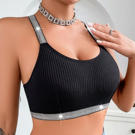 PRORMOOW Back Smoothing Bras for Women  Full Cup Bra  Bra Push Up  Wireless Bras  Breathable Sports Bra  Women s Bra Underwear Beautiful Back Gathered Side Y-shaped Ribbon Outer Wear Vest Top  Black