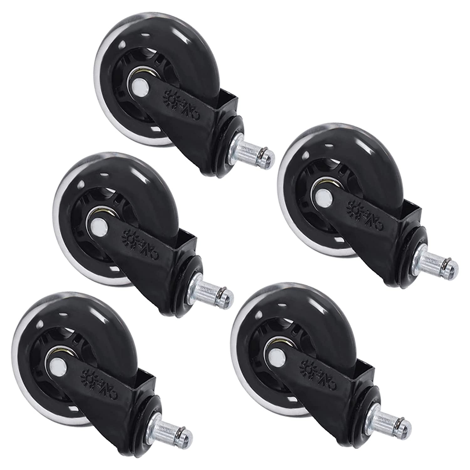 waltyotur 5 Packs 3 Inches Office Chair Wheels, Heavy Duty Rubber Casters for Replacement Office Chair Pads, Office Chair Wheels for Hardwood Floors and Carpets