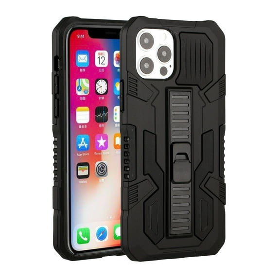For Apple iPhone 13 Pro (6.1") Hybrid Tough Rugged [Shockproof] Dual Layer Protective with Kickstand Military Grade Hard PC   TPU Cover ,Xpm Phone Case [Black]