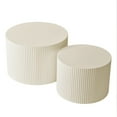 thumbnail image 7 of Nesting Coffee Table Set of 2, Modern Drum Side Table End Table, Wave Stripe Round Coffee Table for Living Room, Bedroom, Beige, 7 of 7