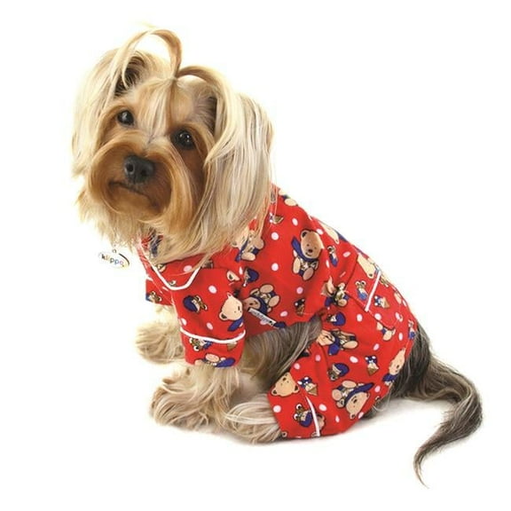 Klippo Pet KBD075XS Winter Teddy Bear Flannel Pajamas - Extra Small