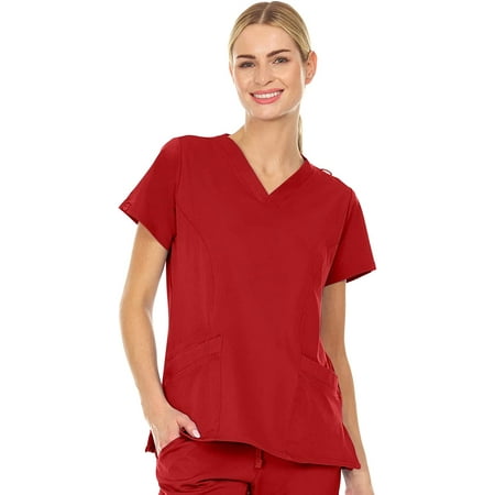 

Mini Marilyn Stretch V-Neck Three Pocket Scrub Top with 4-Way Stretch Red X-Large