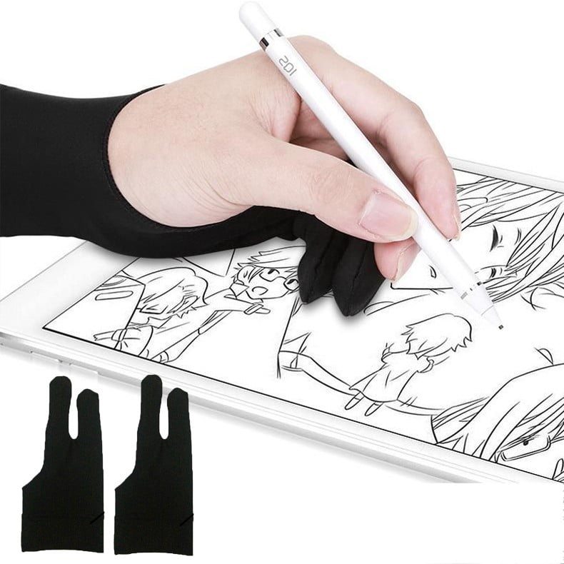 Two Finger Anti-fouling Glove Drawing Pen Graphic Tablet Pad For Artist Black 