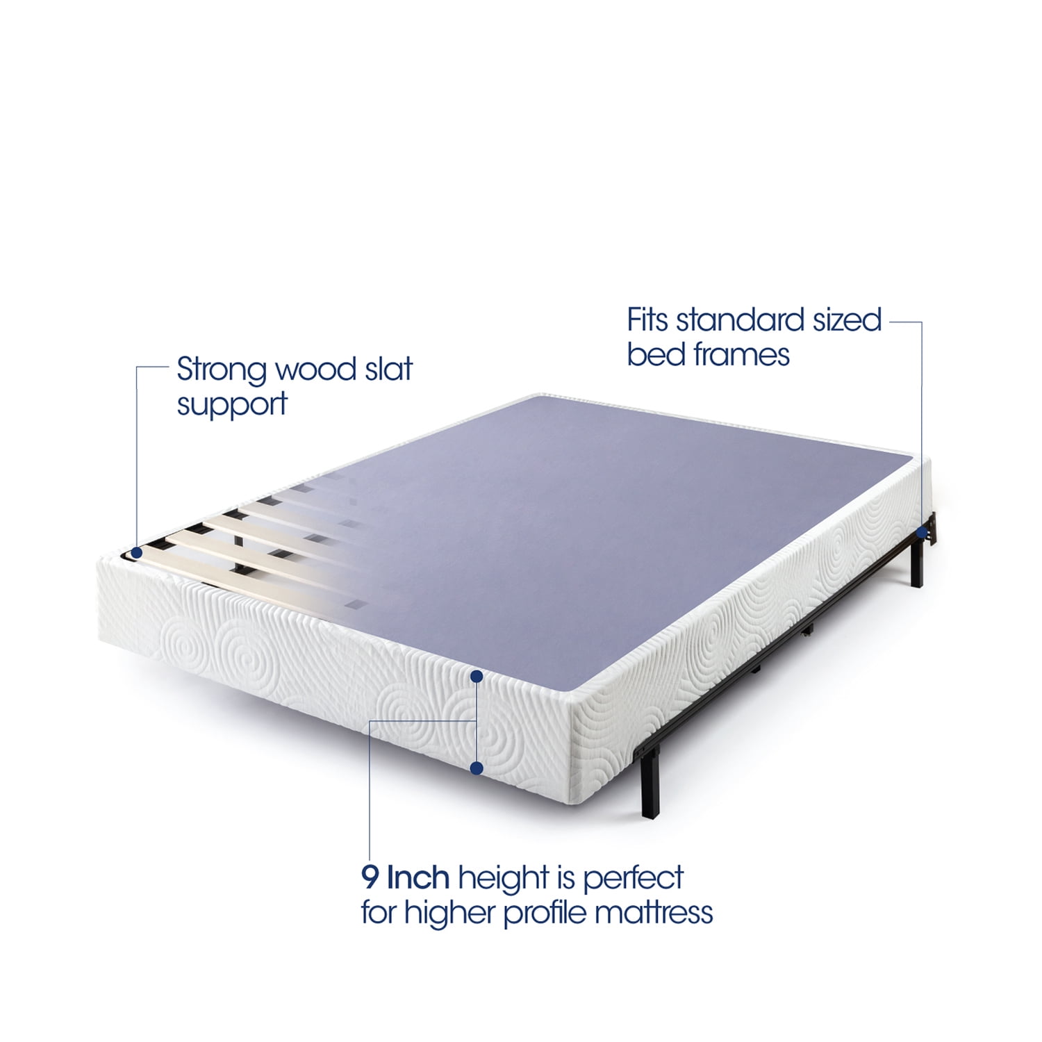Zinus 9" Metal Box Spring with Wood Slats, Mattress Foundation, California King