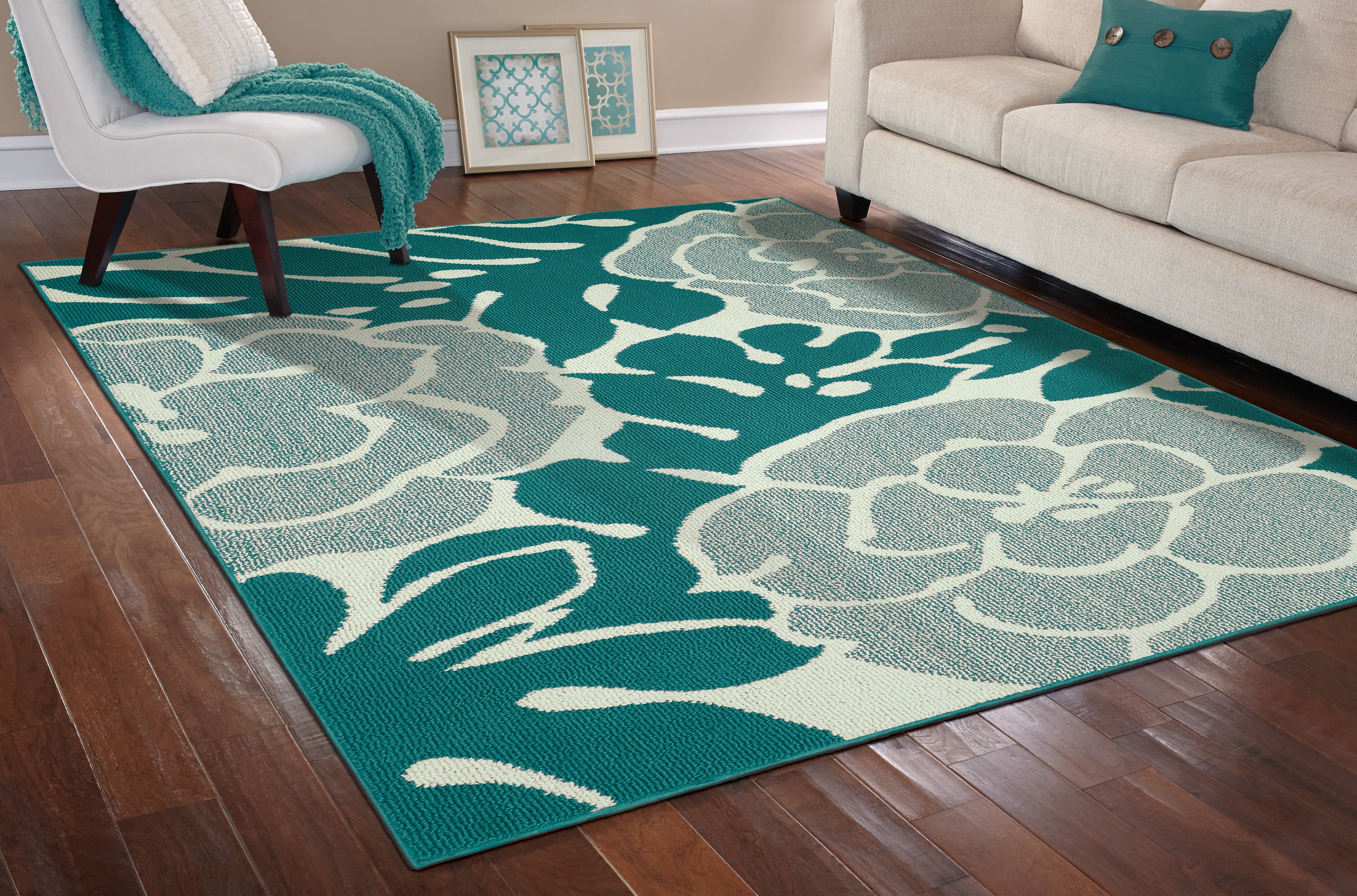 Garland Rug Valencia Teal/Ivory 8'x10' Indoor Area Rug