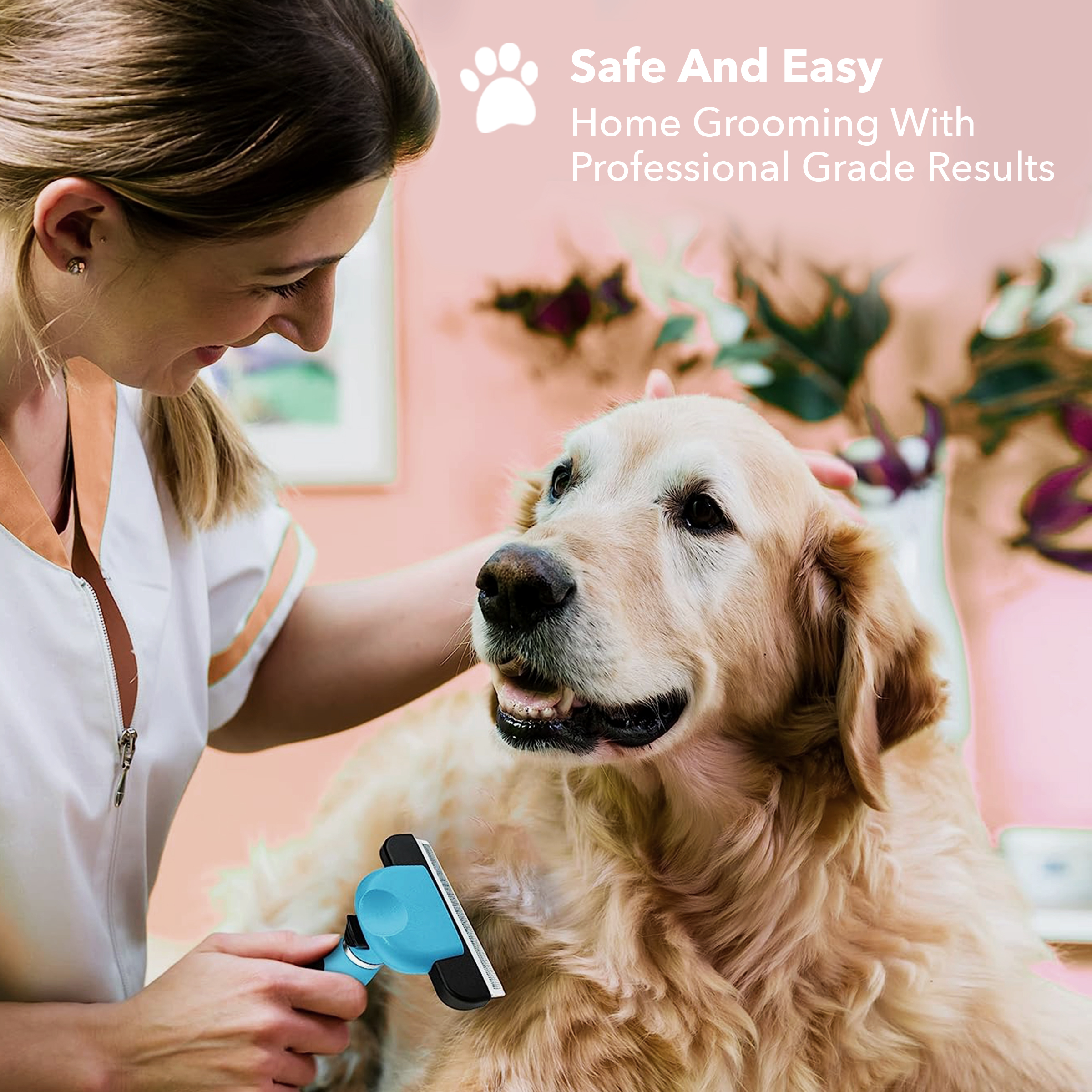 BOSHEL De-Shedding Brush for Dogs with Anti-Slip Handle photo 4