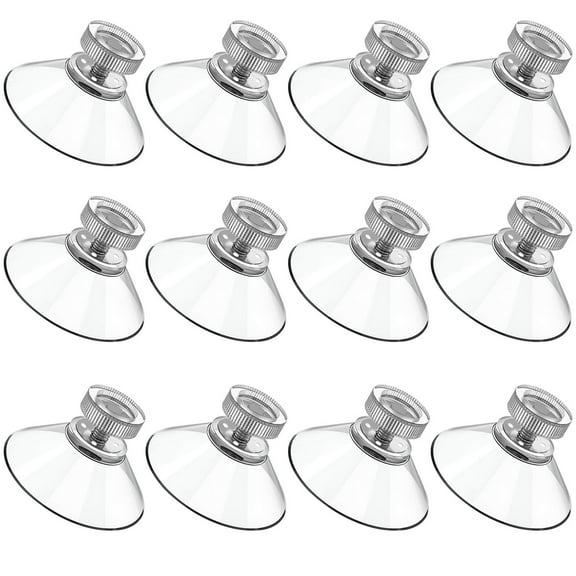 Clear Glass Suction Cups Set of 12 - 40mm Suction Cups with Transparent Screw Hooks, Strong Adhesion